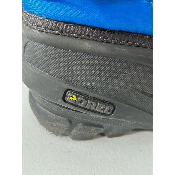 Sorel Flurry Snow Boots Mid Calf Waterproof Faux Leather Black Blue Size 10 - Picture 9 of 13